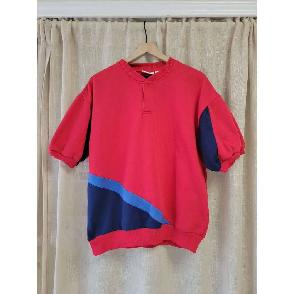 Vintage‎ 90's colorblock short puff Sleeved sweatshirt, women's XL